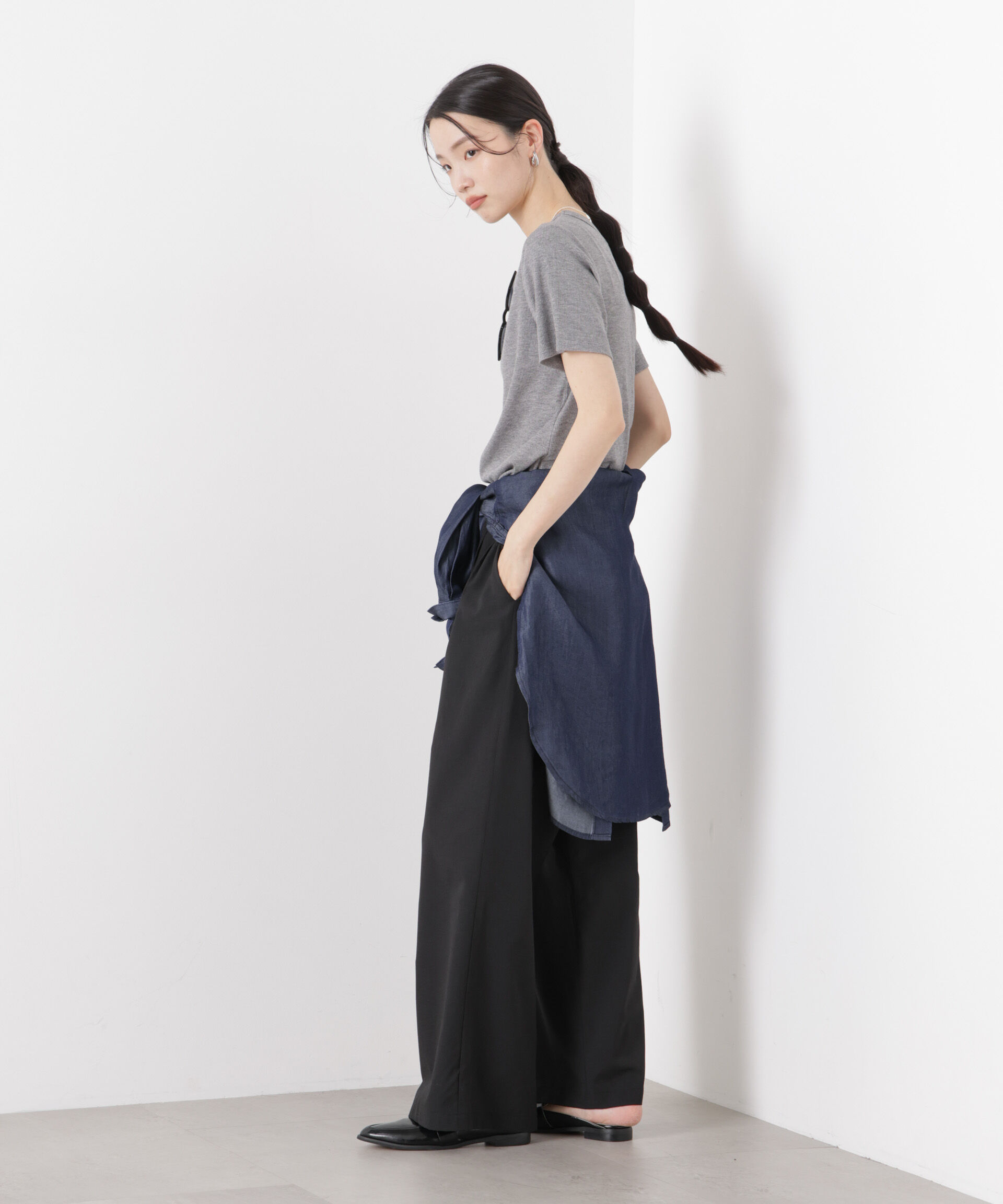 nano･universe「ソフトシアーツータックワイドパンツ(セットアップ可)」|チノ|