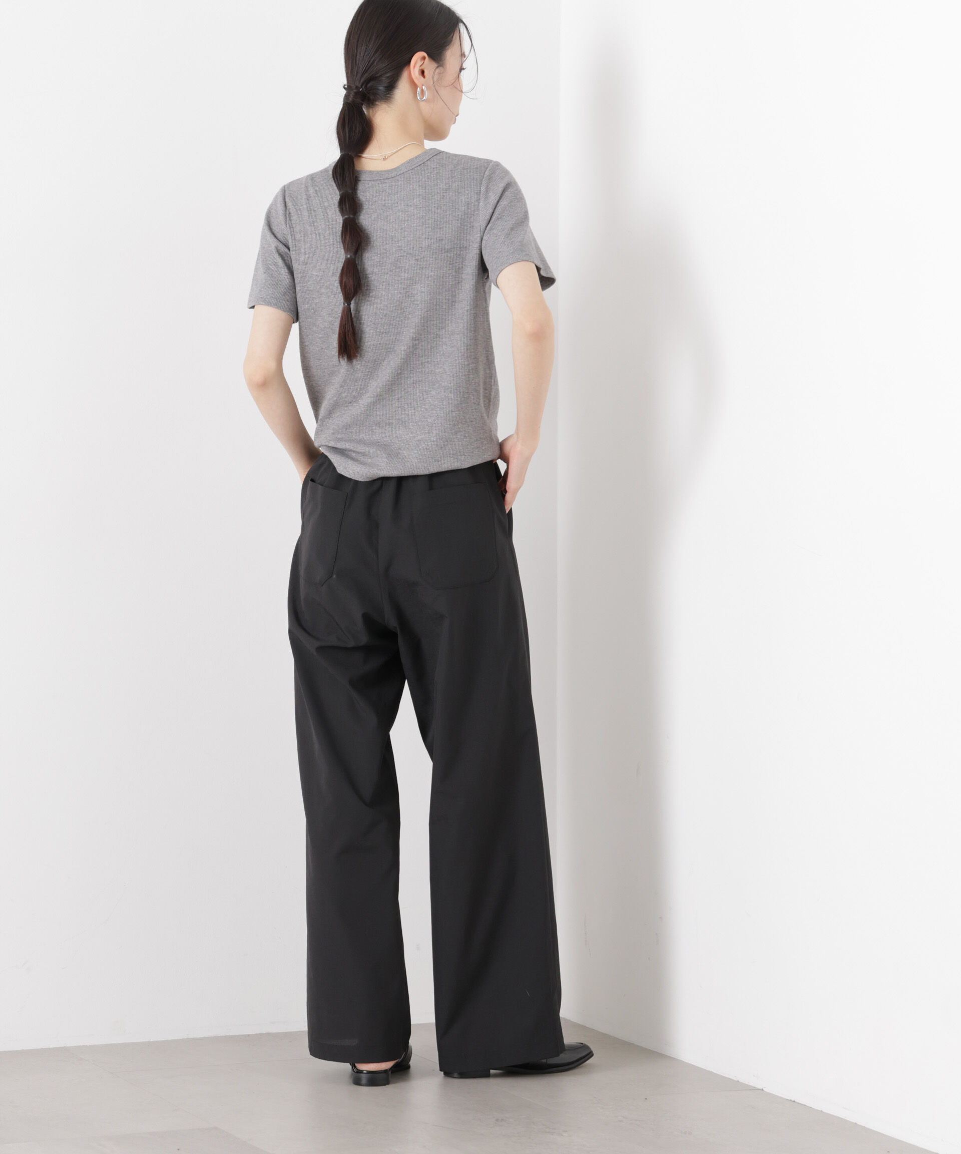 nano･universe「ソフトシアーツータックワイドパンツ(セットアップ可)」|チノ|