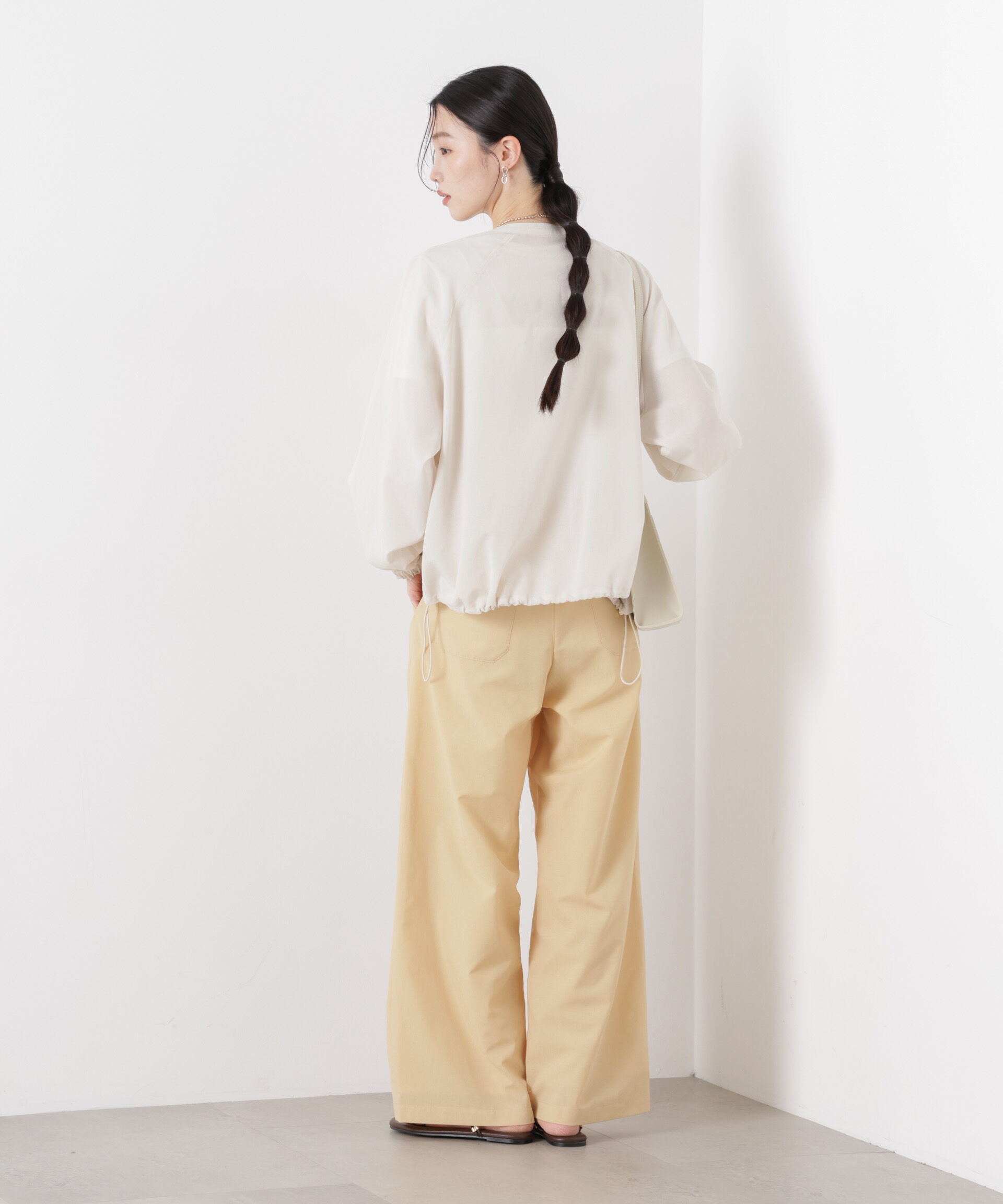 nano･universe「ソフトシアーツータックワイドパンツ(セットアップ可)」|チノ|