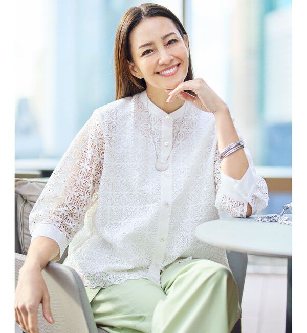 自由区「【カタログ掲載】ジオメトリックレース ブラウス」|シャツ・ブラウス|オフ