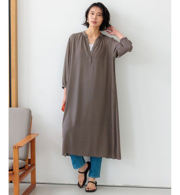 23区「【洗える】スクエアチェーンプリント ワンピース」|ワンピース|