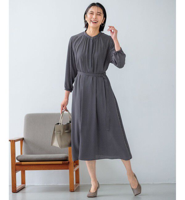 23区「【洗える】スクエアチェーンプリント ワンピース」|ワンピース|