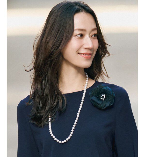 23区「シャインツイード コサージュ」|ブローチ・コサージュ|ネイビー系