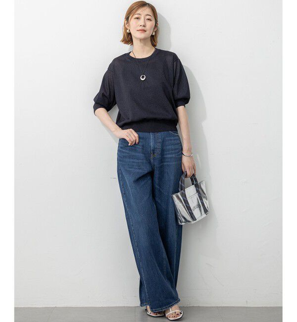 23区「【洗える】オータムメタリック ラメ ニットT」|ニット・セーター|