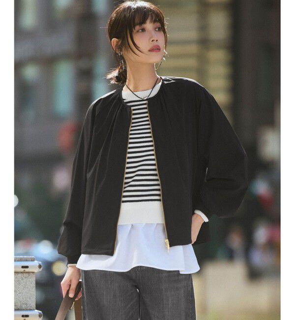 23区「2WAYストレッチタフタ ギャザーブルゾン」|その他|ブラック系