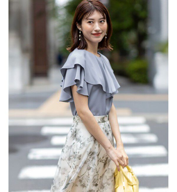 ANY SIS「【接触冷感・吸水速乾・UVカット】サラキレイ フリル ブラウス」|シャツ・ブラウス|