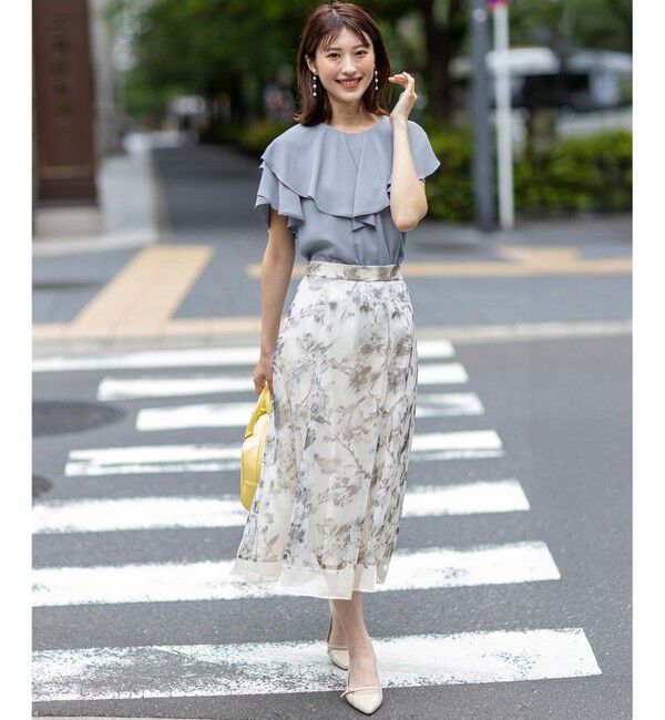 ANY SIS「【接触冷感・吸水速乾・UVカット】サラキレイ フリル ブラウス」|シャツ・ブラウス|