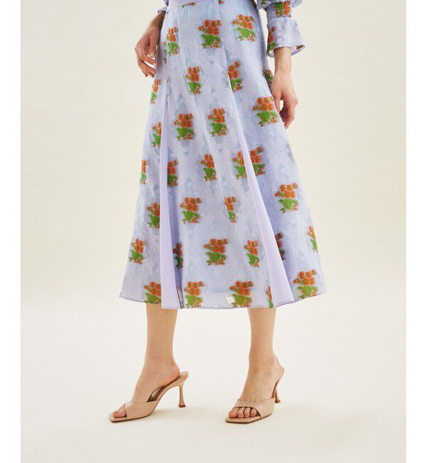 GRACE CONTINENTAL「タイルジャガードフレアスカート」|スカート|ブルー