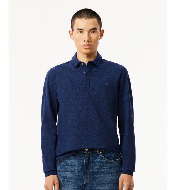 LACOSTE「比翼フロントロングスリーブポロシャツ」|ポロシャツ|ブルー