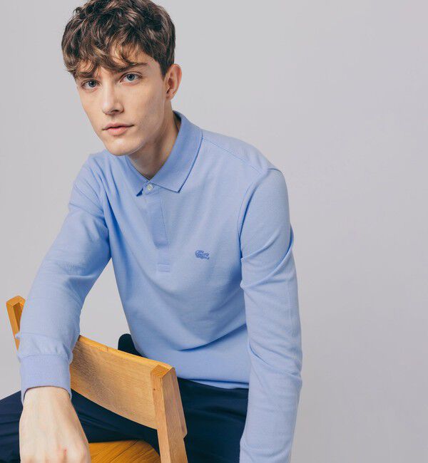 LACOSTE「比翼フロントロングスリーブポロシャツ」|ポロシャツ|ライトブルー
