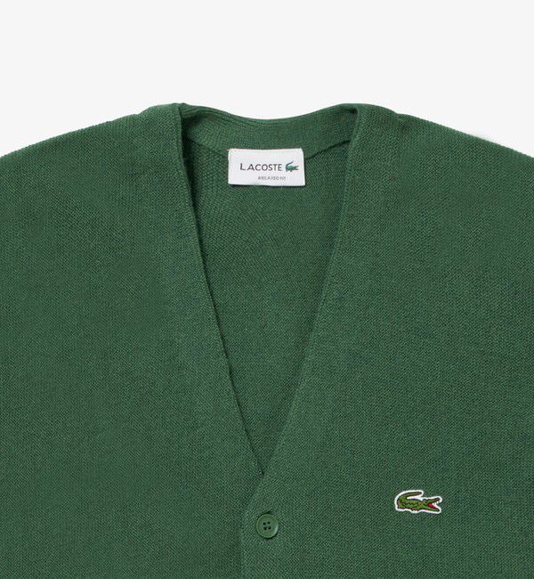 LACOSTE「ガーター編みVネックカーディガン」|カーディガン|
