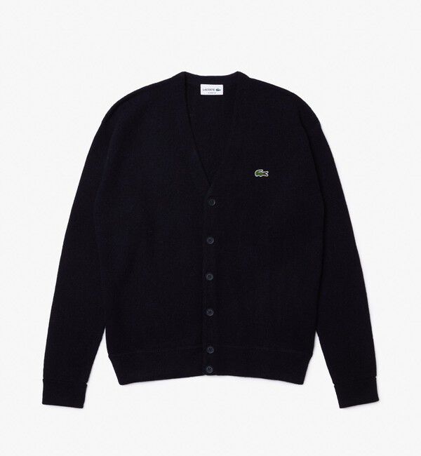 LACOSTE「ガーター編みVネックカーディガン」|カーディガン|ネイビー