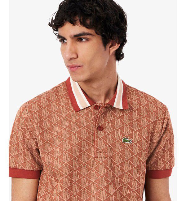 LACOSTE「モノグラムジャカード半袖ポロシャツ」|ポロシャツ|