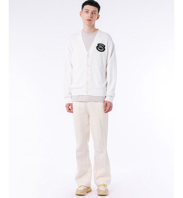 LACOSTE「トーナルアーガイル柄 Vネックコットンニットカーディガン」|カーディガン|