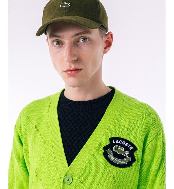 LACOSTE「トーナルアーガイル柄 Vネックコットンニットカーディガン」|カーディガン|