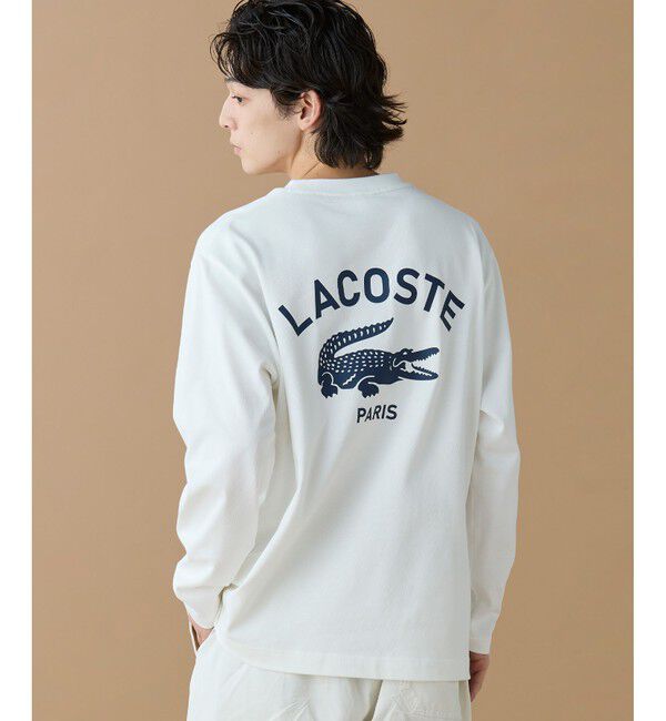 LACOSTE「オーバーサイズ PARISロゴ ヘビーウェイト 長袖Tシャツ / ロンT」|Tシャツ・カットソー|オフホワイト