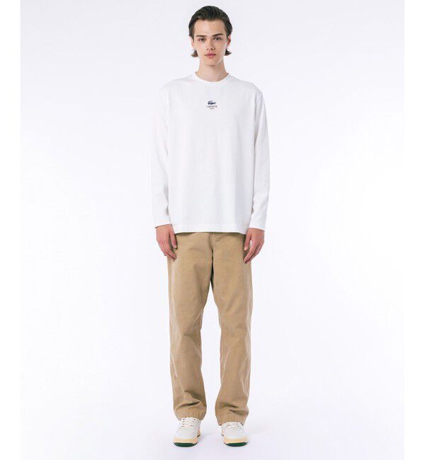 LACOSTE「オーバーサイズ PARISロゴ ヘビーウェイト 長袖Tシャツ / ロンT」|Tシャツ・カットソー|