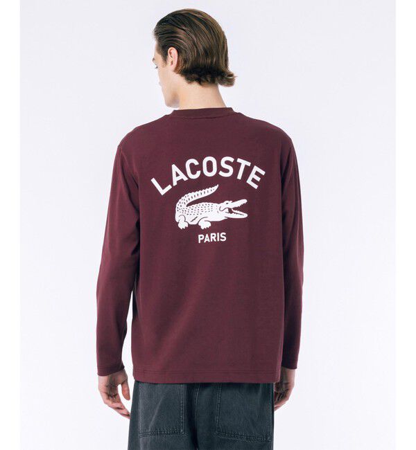 LACOSTE「オーバーサイズ PARISロゴ ヘビーウェイト 長袖Tシャツ / ロンT」|Tシャツ・カットソー|ワイン