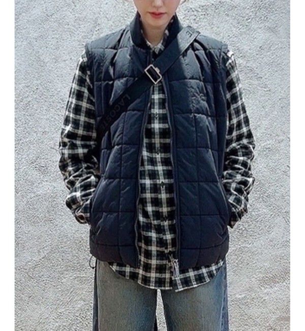 LACOSTE「撥水 防風 2WAY 袖 着脱可 キルティング ナイロンダウンジャケット / キルティングベスト」|ブルゾン・スタジャン|ブラック
