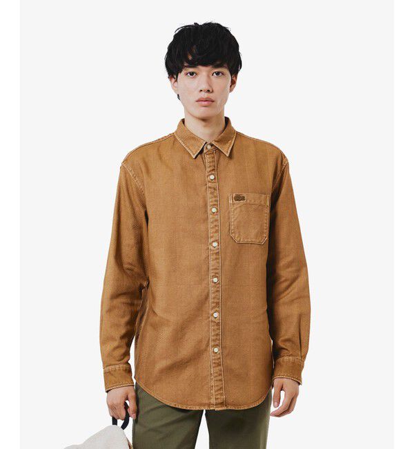 LACOSTE「ウォッシュドヘリンボーンネルシャツ」|シャツ・ブラウス|キャメル