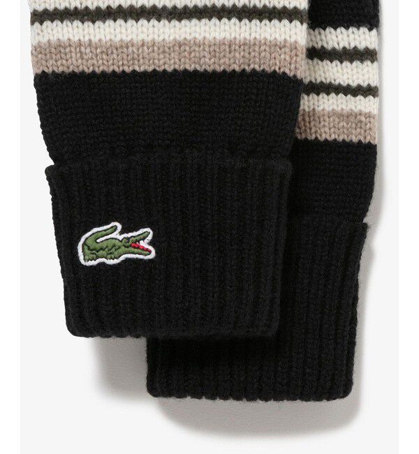 LACOSTE「エクストラファインラムウールボーダーニットグローブ」|手袋|
