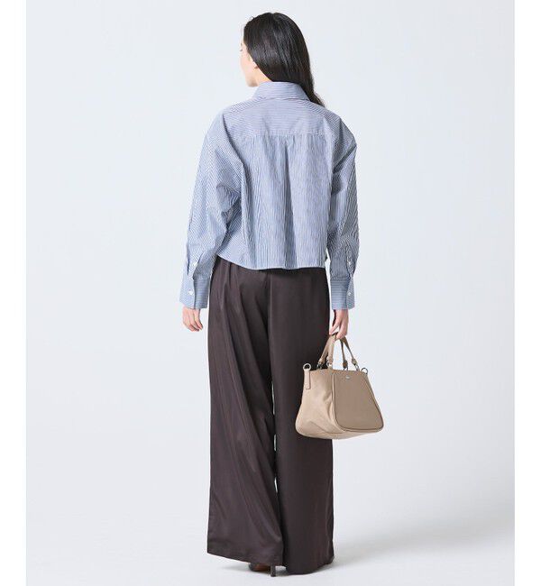 LACOSTE「ダブルポケット クロップド丈 ストライプシャツ」|シャツ・ブラウス|