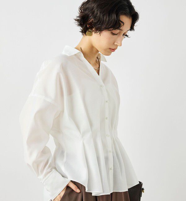 NOLLEY'S「ウォッシャブルパール釦スキッパータックブラウス」|シャツ・ブラウス|