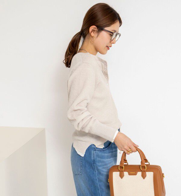 NOLLEY'S「《手洗い可能》ギマポリコットンワッフルヘンリーネックプルオーバー」|ニット・セーター|