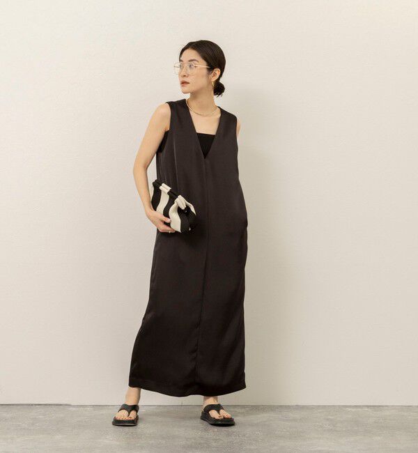 MAQWEL「【MAQWEL/マクウェル】ウォッシャブルサテンワンピース」|ワンピース|