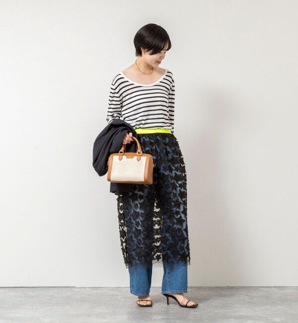 Rie Miller「ウォッシャブルブークレーボーダーバックUネックプルオーバー」|ニット・セーター|