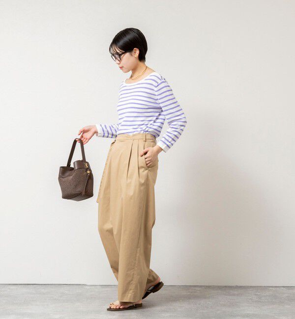 Rie Miller「ウォッシャブルブークレーボーダーバックUネックプルオーバー」|ニット・セーター|