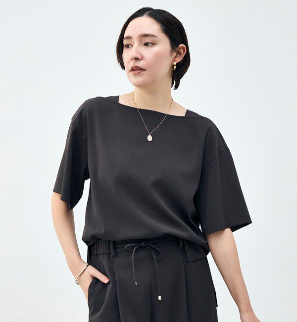 NOLLEY'S「《セットアップ対応》ウォッシャブルイージーツイルTブラウス」|シャツ・ブラウス|チャコールグレー