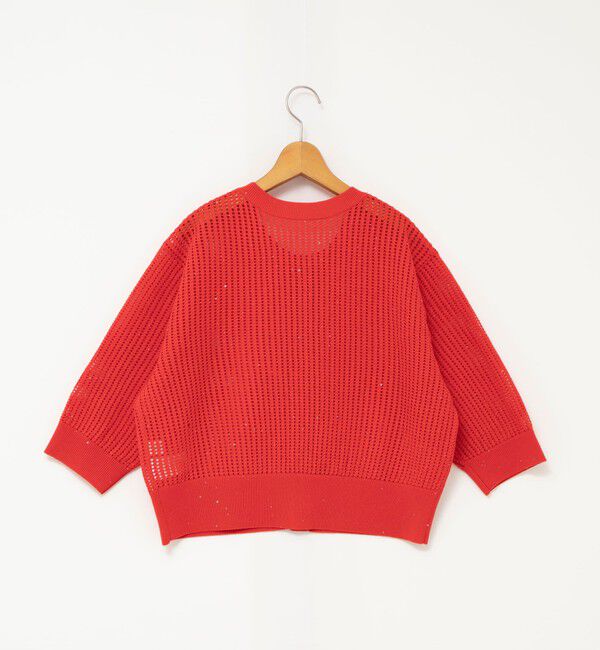 NOLLEY'S「《手洗い可能》メッシュスパンコール6分袖カーディガン」|カーディガン|