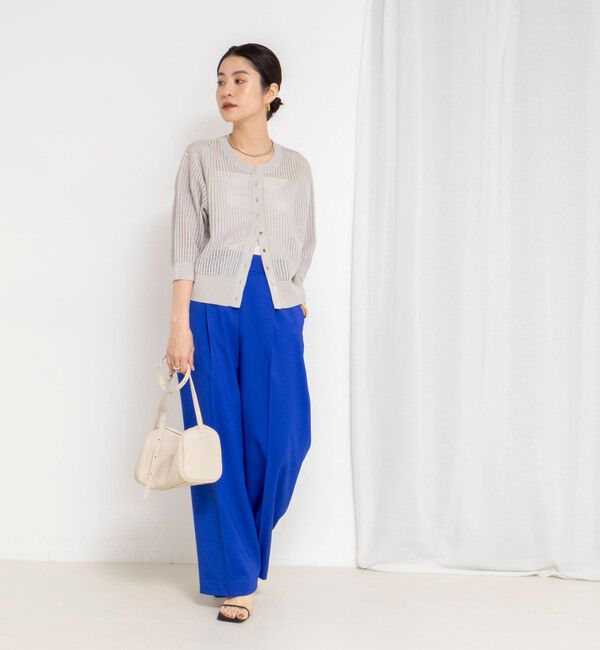 NOLLEY'S「《手洗い可能》メッシュスパンコール6分袖カーディガン」|カーディガン|