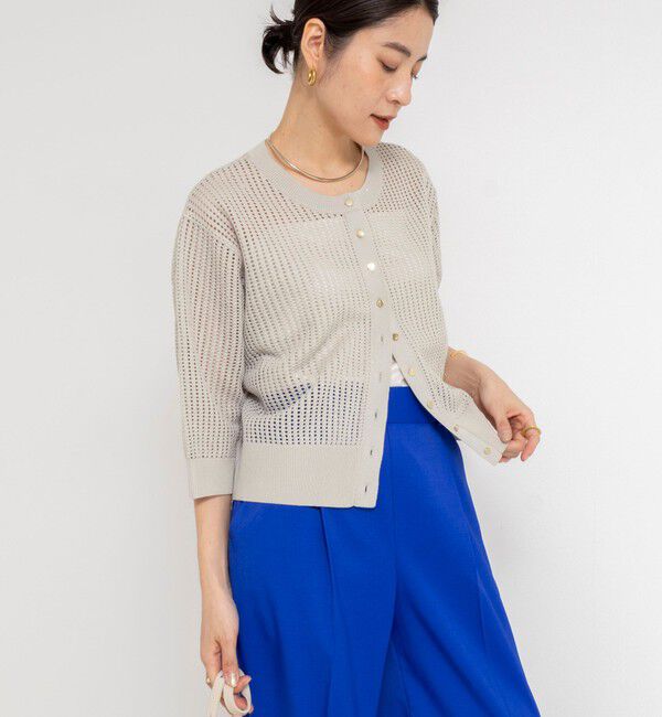 NOLLEY'S「《手洗い可能》メッシュスパンコール6分袖カーディガン」|カーディガン|