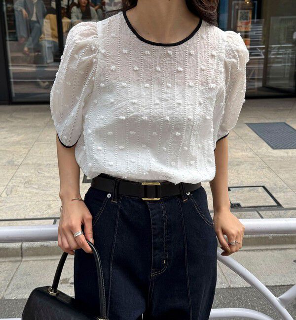 fredy emue「シアージャガードパイピング半袖ブラウス」|シャツ・ブラウス|