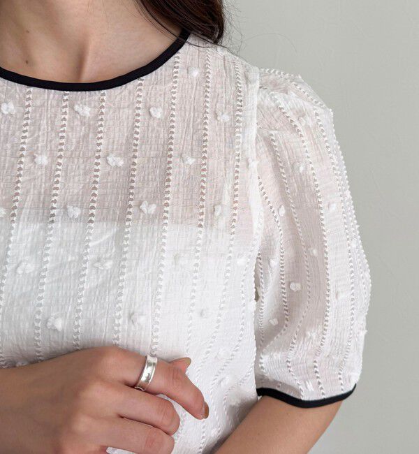 fredy emue「シアージャガードパイピング半袖ブラウス」|シャツ・ブラウス|