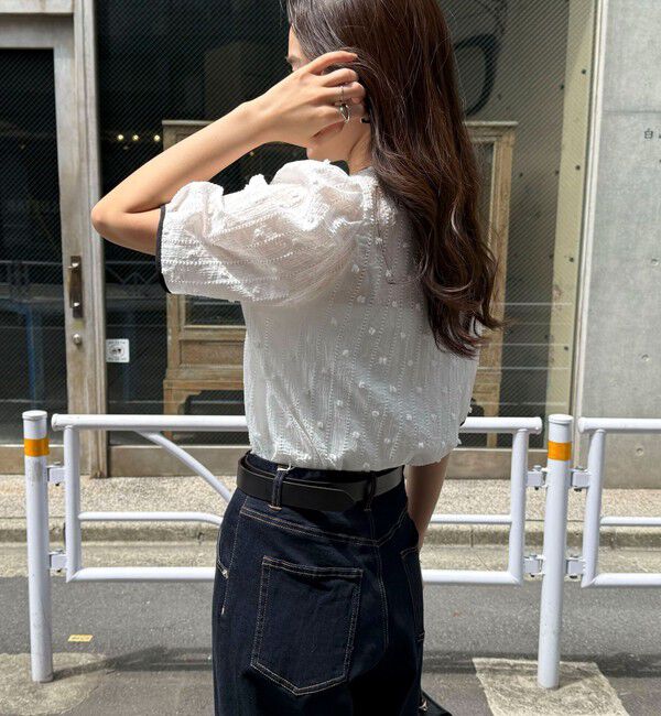 fredy emue「シアージャガードパイピング半袖ブラウス」|シャツ・ブラウス|