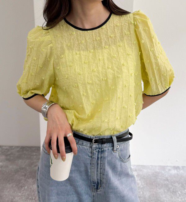 fredy emue「シアージャガードパイピング半袖ブラウス」|シャツ・ブラウス|