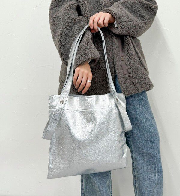 fredy emue「【BEAURE/ビュレ】2WAYハンドルレザートートバッグ」|ショルダー・メッセンジャー|シルバー