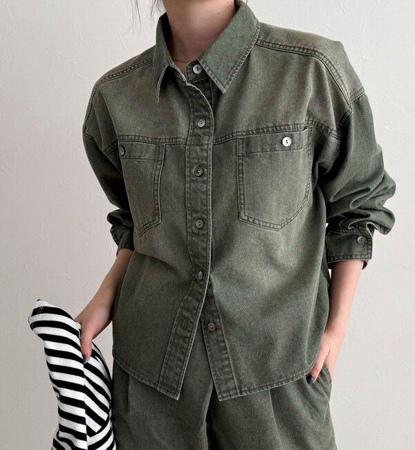 fredy emue「《セットアップ対応》デニムボウタイクロップドシャツ」|シャツ・ブラウス|