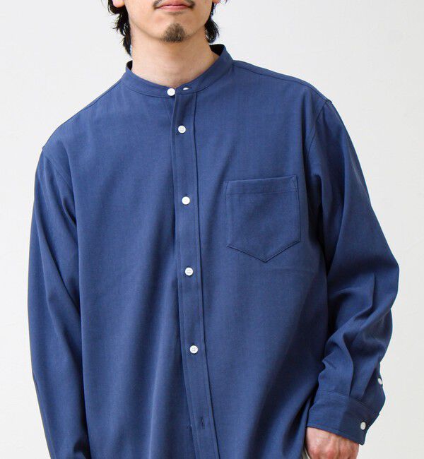 GLOSTER「【きれい見えラク素材】crunchyバンドカラーシャツ」|シャツ・ブラウス|