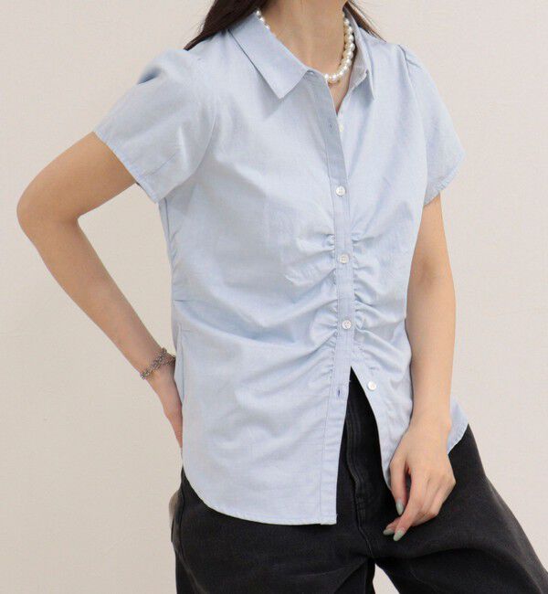 fredy emue「フロントギャザーちび袖ブラウス」|シャツ・ブラウス|