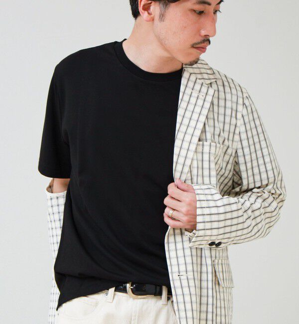 GLOSTER「【抗菌防臭/ビジカジ対応】ポンチ素材 ジャケＴ」|Tシャツ・カットソー|ブラック