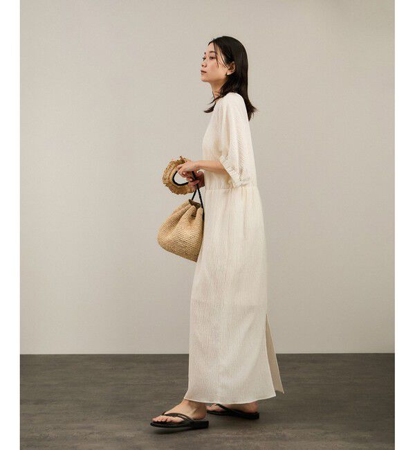 SALON adam et rope'「ヘンプコットンバックVネックワンピース［ドライタッチ・洗える］」|ワンピース|