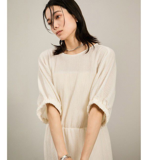 SALON adam et rope'「ヘンプコットンバックVネックワンピース［ドライタッチ・洗える］」|ワンピース|