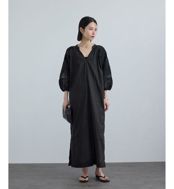 SALON adam et rope'「【WEB限定】ネット刺繍ワンピース」|ワンピース|ブラック(01)