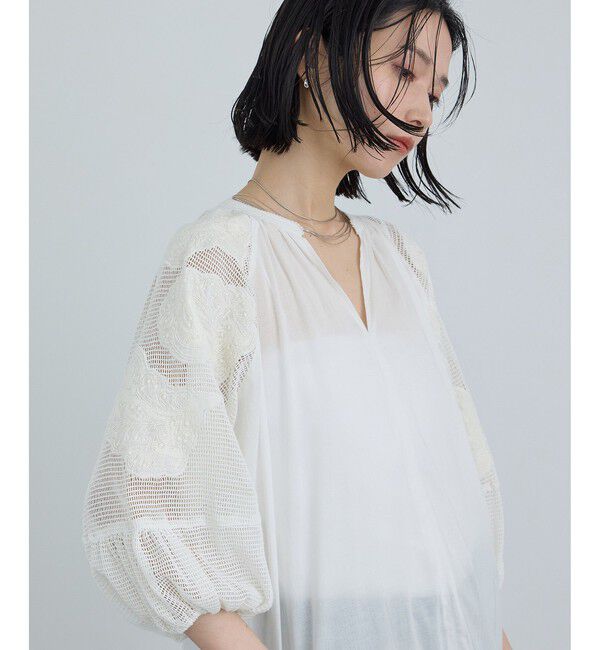 SALON adam et rope'「【WEB限定】ネット刺繍ワンピース」|ワンピース|