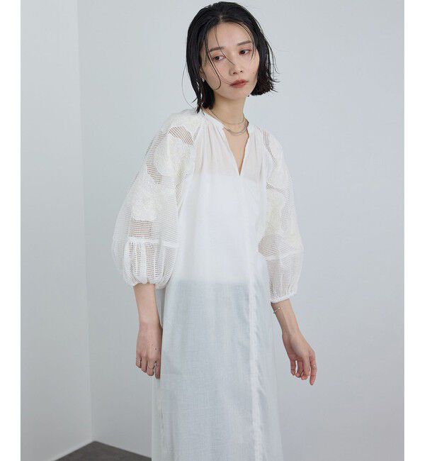 SALON adam et rope'「【WEB限定】ネット刺繍ワンピース」|ワンピース|オフホワイト(15)