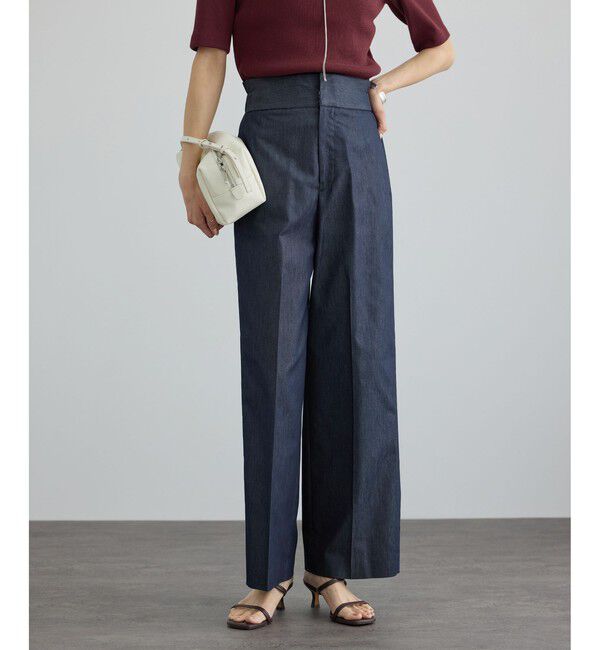 SALON adam et rope'「コットンライクスタイルアップパンツ 2」|チノ|ネイビー(40)